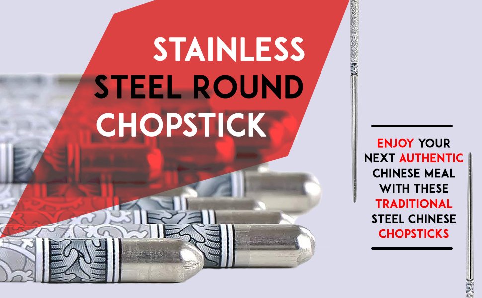 Zollyss5PairsReusableMetalStainlessSteelChopsticksDishwasherSafeLightweightEasyt